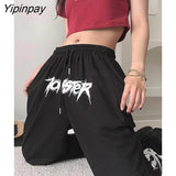 Yipinpay Pants Women Trousers Oversize Straight Letter Harajuku Korean Fashion Streetwear Aesthetic Joggers Sweatpants Y2k Clothes