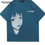 Yipinpay Men T-Shirt Oversized Harajuku Anime Girl Print Aesthetic Y2k Tops Tees Summer Short Sleeve Cotton Hip Hop Clothing
