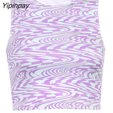 Yipinpay Aesthetics Striped Print Crop Tops Y2K Summer Streetwear Sleeveless O-neck Green Baby Tanks Women 2023 Sexy Vests