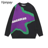 Yipinpay 2023 Winter Streetwear Star Embroidery O Neck Women Sweaters Oversize Long Sleeve Ladies Knit Pullovers Female Clothing