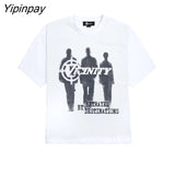 Yipinpay Men's T-Shirt Oversized Hip Hop Cotton Short Sleeve Print Graphic Korean Fashion Tops Aesthetic Harajuku Y2k Streetwear Clothing