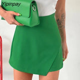 Yipinpay Asymmetrical High Waist Shorts Skirts Women Summer Slacks 2023 New Streetwear Green Blue Sexy Straight Leg Short Pants