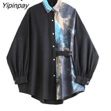 Yipinpay Spring Streetwear Long Sleeve Plus Size Women Shirt Tie Dye Print Oversize Ladies Blouse Loose Free Shipping Female Tops