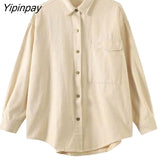 Yipinpay 2023 Autumn Casual Long Sleeve Cotton Shirt Women Korean Style Button Up Loose Tunic Blouse Work Female Clothing Tops