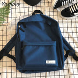 Yipinpay Women's Backpack Oversized Hip Hop Fashion Solid Zipper Canvas Harajuku Shoulder Bag Teenager Girls School Bag Kawaii Female Bag