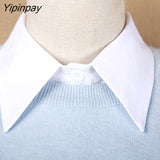 Yipinpay Ladies Blouse white fake collar turndown collar 2023 Fashion Elegant Women Fake Half Shirt Detachable Female Clothing