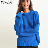 Yipinpay Knit Baggy Sweater Women Pullover Female Jumper Long Sleeve Loose Knitted Tops O Neck Streetwear Autumn Winter Sweaters