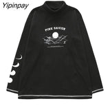 Yipinpay Women T-shirts Long Sleeve Loose Solid 2YK Turtleneck Womens T-shirt All-match Simple Leisure Korean Style Trendy Chic Soft