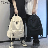 Yipinpay Women's Backpack Oversized Hip Hop Fashion Solid Zipper Canvas Harajuku Shoulder Bag Teenager Girls School Bag Kawaii Female Bag