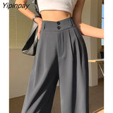 Yipinpay 2023 Autumn Wide Leg Women Classic Suit Pants Vintage Office Elegant Casual Black Trousers Female High Wasit Pants