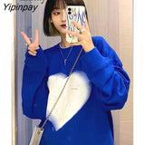 Yipinpay 2023 Winter Streetwear Oversize Heart Print Women Sweatshirt Korean Style O Neck Long Sleeve Ladies Hoodies Female Tops