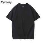 Yipinpay T-Shirt Streetwear Hip Hop Anime Girl Smoking Letter Print Harajuku Cotton Summer Short Sleeve Tops Tees Goth Clothing