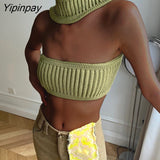 Yipinpay Sexy Knitted Short Corset Tops Women Summer Halter Tank Streetwear Sleeveless Backless Holiday Beach Knitting Crop Tops