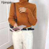 Yipinpay 2023 Winter Minmalist Full Sleeve Slim Sweater Women Korean Style Turleneck Knit Ladies Knit Pullover Female Clothing Top
