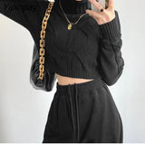 Yipinpay 2023 Winter Korea Style Turtleneck Long Sleeve Women Sweater Streetwear Solid Crop Tops Ladies new in Knit Pullover Tops