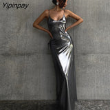 Yipinpay Women's Sexy Bright Color Spaghetti Strap Dress Summer Club Evening Birthday Streetwear 2023 Female Backless Bodycon Robe