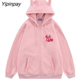 Yipinpay Women Zip Hoodies Sweatshirts Oversized Aesthetic Winter Long Sleeve Top Jackets Korean Fashion Harajuku Y2k Streetwear Clothes