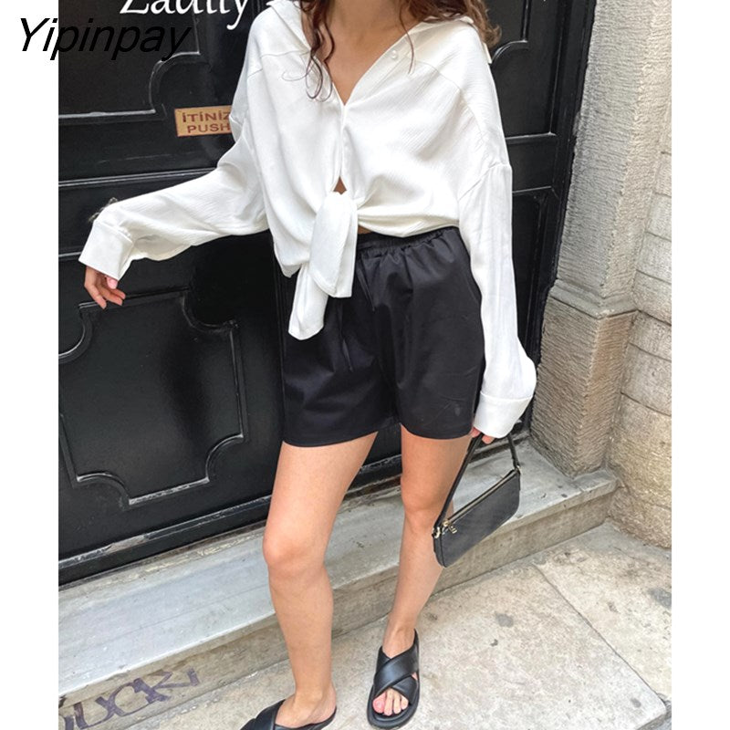 Yipinpay 2023 Spring Elegant Long Sleeve Women White Shirt Office Lady Fashion Button Up Woman Tunic Blouse Work Clothing Top