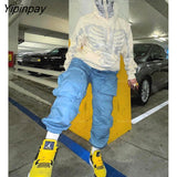 Yipinpay Long Sleeve Outerwear Womens Y2k Fashion Hoodie Skull Rhinestone Zip Up Hoodie grunge Women's Oversized Sweatshirt Punk 319