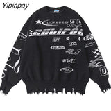 Yipinpay Women Sweater Oversize Pullover Winter Jumper Harajuku Goth Long Sleeve Top Knit Korean Fashion Streetwear Y2k Aesthetic Clothes
