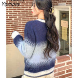 Yipinpay 2023 Winter Korea Style Gradient O Neck Women Sweater Casual Loose Long Sleeve Warm Ladies Knit Pullover Female Clothing