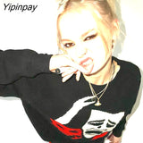 Yipinpay Men's Pullovers Oversized Sweaters Creative Skeleton Women's Knitted Streetwear Maiden Harajuku O Neck Knitwear Men Clothing