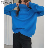 Yipinpay Turtleneck Sweater Women Long Sleeve Knit Loose Pullover Tops Female Jumper 2023 Autumn Winter Warm Knitted Sweaters
