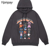 Yipinpay Sweatshirts Women Oversized Pullover Hip Hop Korean Fashion Streetwear Aesthetic Harajuku Grunge Print Tops Y2k Clothes