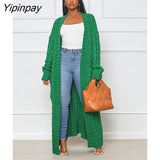 Yipinpay Women's Oversize Cashmere Cardigans Female Solid Dropped Shoulder Sleeves Knitted Sweaters Winter Loose High Street Cardigans