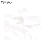 Yipinpay 2023 Spring Office Lady Long Sleeve Lacing Folds White Shirt Blouse Women Elegant Button Up Work Female Shirts Clothes