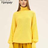 Yipinpay Women Baggy Turtleneck Sweater Pullover Long Sleeve Loose Tops Female Jumper Autumn 2023 Winter Streetwear Thick Knit Sweaters