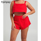 Yipinpay Cotton Linen Vest Trousers Two Piece Set Women O Neck Crop Tops High Waist Wide Pants Suit 2023 Lady Tank Shorts Outfits