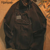 Yipinpay 2023 Autum Safair Style Chian Oversize Corduroy Women Shirt Y2K Loose Long Sleeve Button Up Female Blouse Clothing Tops
