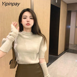 Yipinpay 2023 Winter Korean style Long Sleeve Sweater Women Casual Solid O Neck Knit Ladies Pullover Autumn Female Clothing Tops