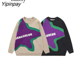 Yipinpay 2023 Winter Streetwear Star Embroidery O Neck Women Sweaters Oversize Long Sleeve Ladies Knit Pullovers Female Clothing