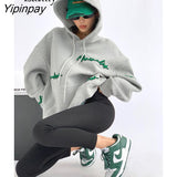 Yipinpay 2023 Winter Streetwear Oversieze Letter Embroidery Thick Hoodies Women Long Sleeve Sweatshirt Female Pullover Clothing