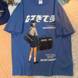 Yipinpay Women T-Shirts Y2k Tops Tees Hip Hop Streetwear Harajuku Girl Japanese Print Summer Korean Fashion Short Sleeve Cotton Clothes