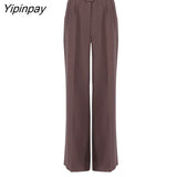 Yipinpay Baggy Suit Wide Leg Pants High Waist New Spring 2023 Summer Women Slacks With Pockets Belts Streetwear Casual Loose Pants
