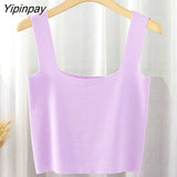 Yipinpay Sexy Knit Short Corset Tops Women Vest New 2023 Summer Ribbed Tank Streetwear Sleeveless Black White Knitting Crop Tops