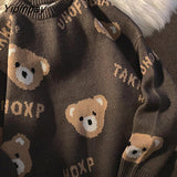 Yipinpay Women Sweaters Oversize Pullover Kawaii Bear Coat Jacket Knitted Y2k Tops Korean Long Sleeve Harajuku Dropshipping Clothing 319-1