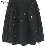 Yipinpay 2023 Winter Long Sleeve Kint Sweater Women Streetwear Sequined Tassel O Neck Thick Ladies Pullover Autumn Female Clothing