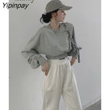 Yipinpay 2023 Winter Minimalist Slim Waist Women Sweatshirt Korean Style O Neck Long Sleeve Ladies Crop Tops Hoodies Female Tops