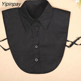 Yipinpay Ladies Blouse white fake collar turndown collar 2023 Fashion Elegant Women Fake Half Shirt Detachable Female Clothing