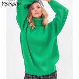 Yipinpay Women Turtleneck Sweater Long Sleeve Pullovers Autumn Winter Warm Baggy Tops Female Jumpers Streetwear Thick Loose Knit Sweaters
