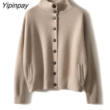Yipinpay 2023 Winter Causal Button Up Sweater Women Long Sleeve Korean Style Turtleneck Knit Ladies Cardigan Female Clothing Coat