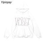 Yipinpay Women's Sweatshirt 90s Oversized Hoodies Casual Letter Pullover Gothic Long Sleeve Harajuku Grunge Tops Vintage Winter Clothes