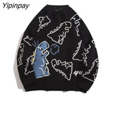 Yipinpay Winter Knitted Harajuku Women Oversized Sweaters Long Sleeve Cartoon Pullover Japanese Y2K Kawaii Streetwear Clothes Tops