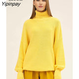 Yipinpay Women Baggy Turtleneck Sweater Pullover Long Sleeve Loose Tops Female Jumper Autumn 2023 Winter Streetwear Thick Knit Sweaters