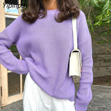 Yipinpay Knit Baggy Sweater Women Pullover Female Jumper Long Sleeve Loose Knitted Tops O Neck Streetwear Autumn Winter Sweaters