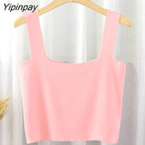 Yipinpay Sexy Knit Short Corset Tops Women Vest New 2023 Summer Ribbed Tank Streetwear Sleeveless Black White Knitting Crop Tops
